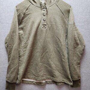 COLUMBIA HOODIE MEDIUM UNISEX PALE GREEN/GRAY PULLOVER HOODED HENLEY SWEATSHIRT
